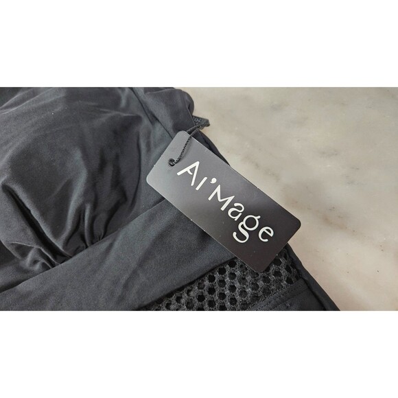 NWT Ai'Mage Black Sleeveless V Neck Pullover Women's Swimsuit Size L - Picture 4 of 9